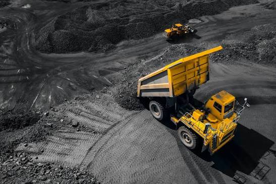 Mining dump truck transporting coal